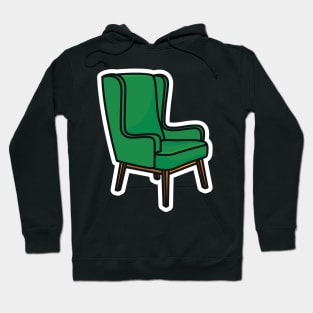 Modern Sofa Chair, Armchair Sticker design vector illustration. Interior furniture object icon concept. Comfortable Sitting Sofa sticker design logo with shadow. Hoodie